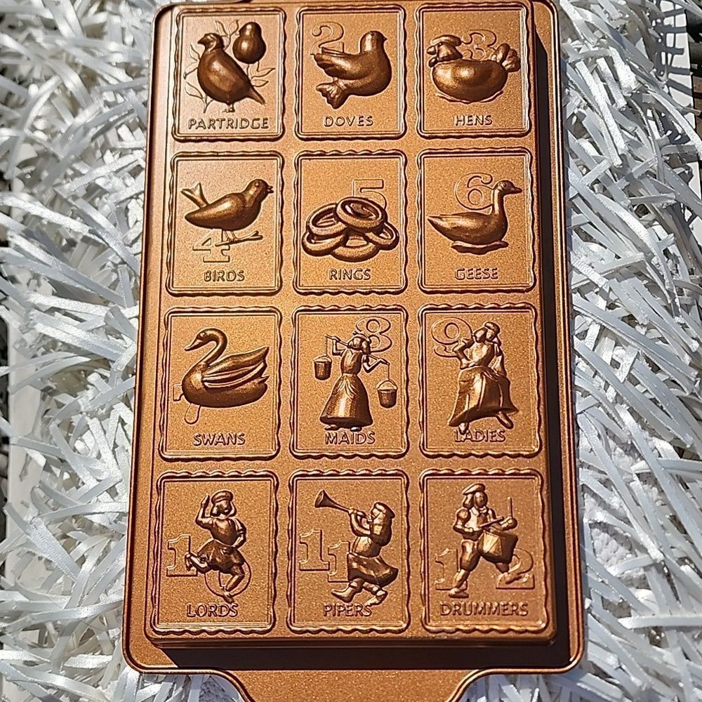 12 Days Of Christmas Bronzed Hvy Aluminum Cast Wall Decor Shortbread Cookie Mold